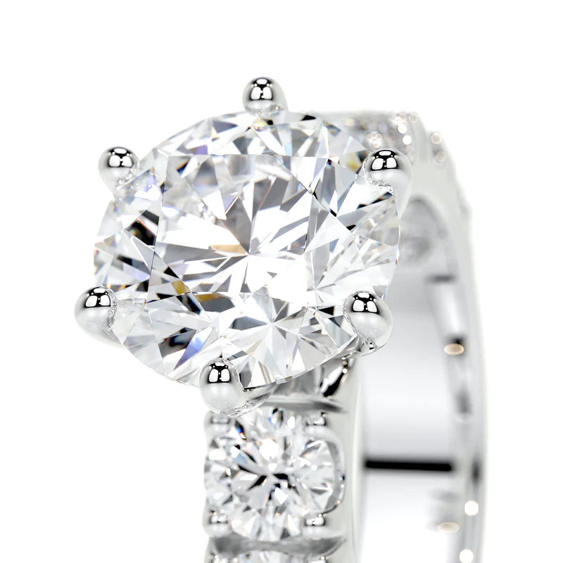 White :: Lunavique round cut pavé lab grown diamond ring luxury engagement design