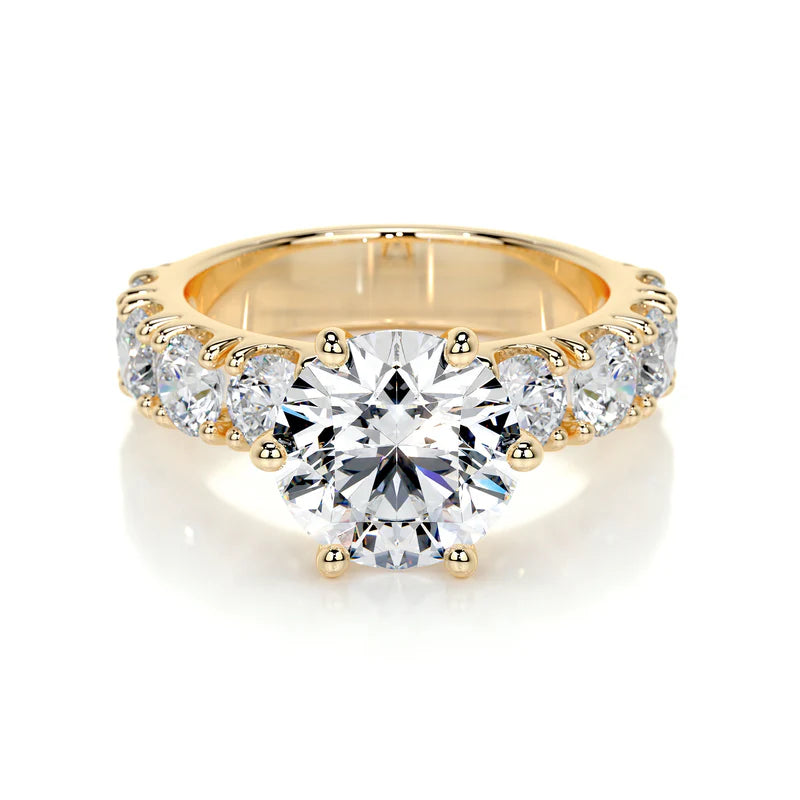 Yellow :: premium round lab diamond pavé engagement ring IGI certified ring