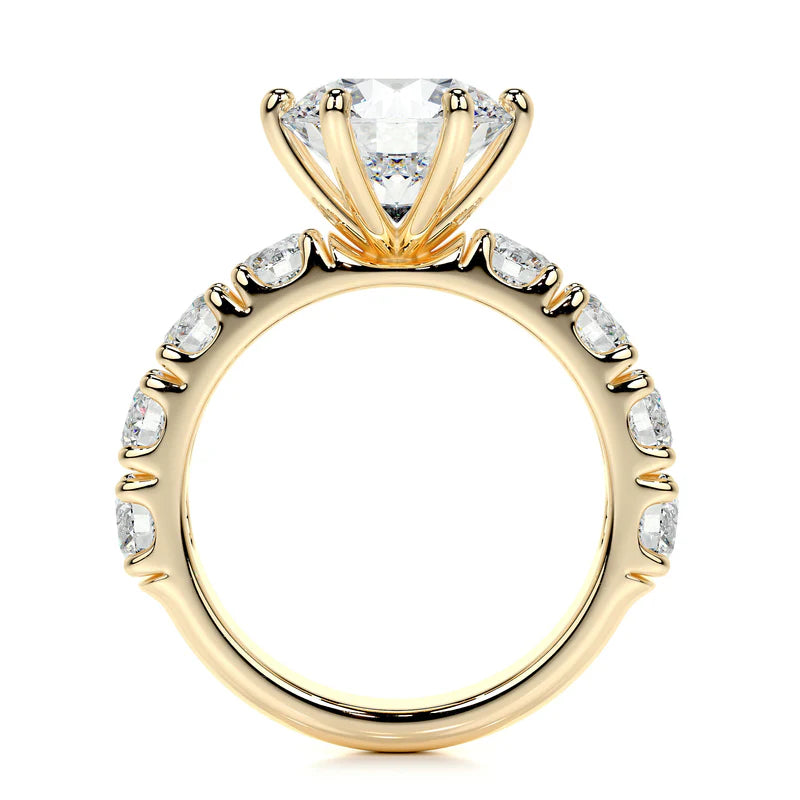 Yellow :: fine jewelry round lab grown diamond pavé engagement ring women ring