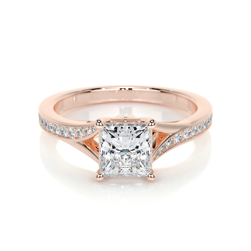 Rose :: princess pavé lab grown diamond engagement ring sparkle white gold band