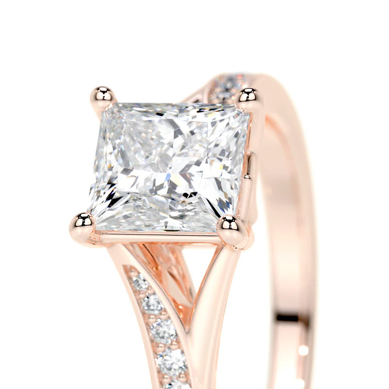 Rose :: elegant princess cut lab grown diamond pavé ring timeless engagement design