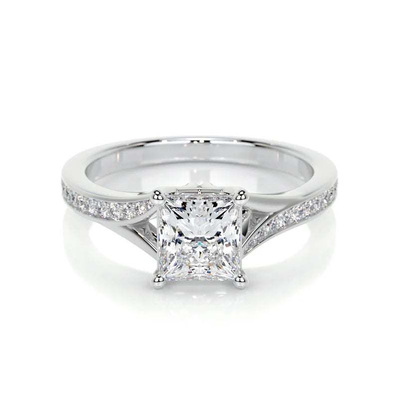 White :: Orivelle princess pavé lab grown diamond engagement ring IGI certified