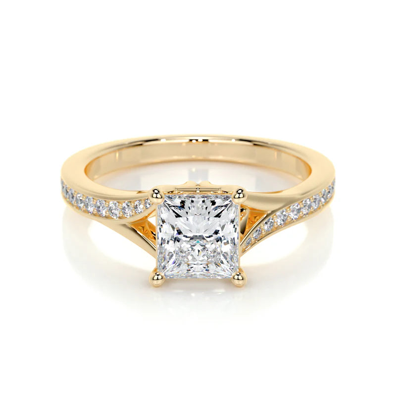 Yellow :: handcrafted princess pavé lab diamond engagement ring luxury fine jewelry
