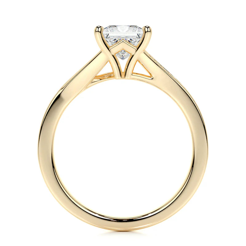 Yellow :: sustainable princess lab grown diamond engagement ring pavé design