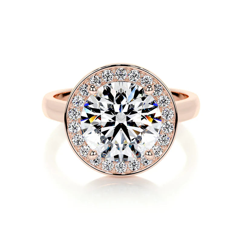 Rose :: luxury round lab diamond halo engagement ring fine jewelry bridal ring