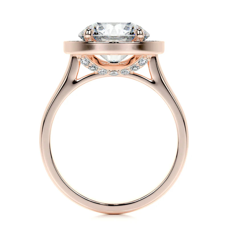 Rose :: premium round lab diamond halo engagement ring IGI certified ring