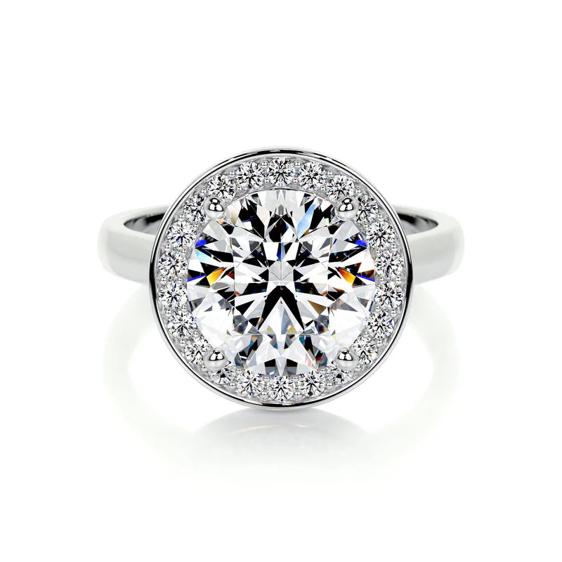 White :: Elvarra round halo lab grown diamond engagement ring IGI certified