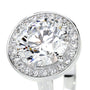 White :: round halo lab grown diamond engagement ring sparkle white gold band