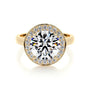 Yellow :: handcrafted round halo lab diamond engagement ring luxury fine jewelry