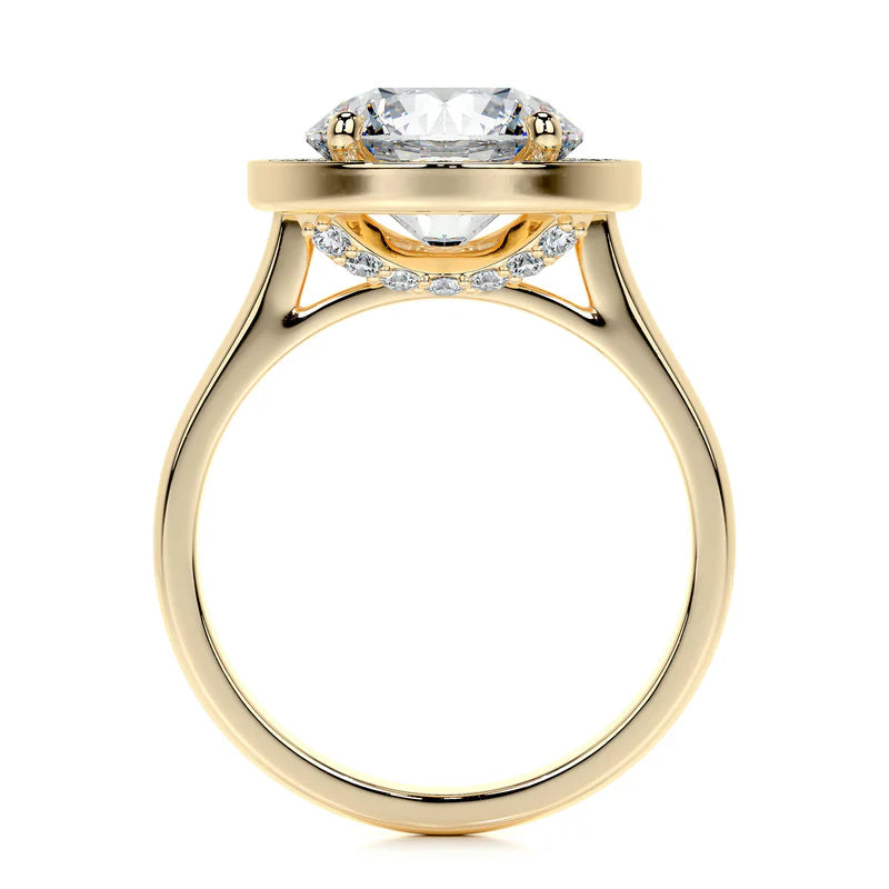 Yellow :: sustainable round lab grown diamond engagement ring halo design