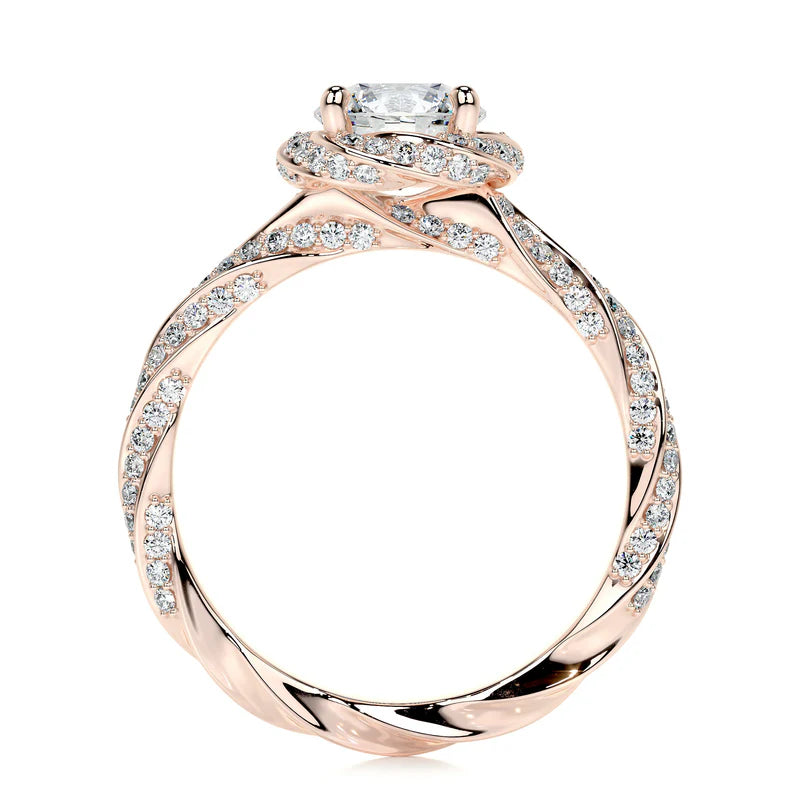 Rose :: premium round lab diamond halo engagement ring IGI certified ring
