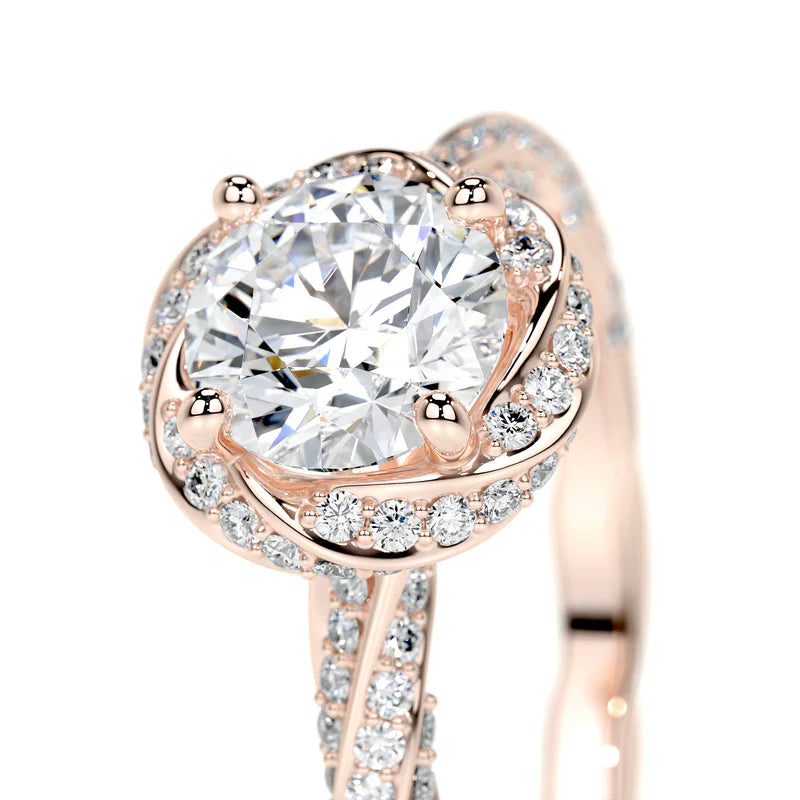 Rose :: elegant round cut halo lab grown diamond ring timeless engagement design