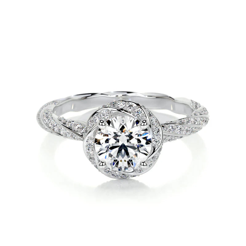 White :: Seravelle round halo lab grown diamond engagement ring IGI certified