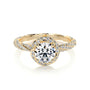 Yellow :: handcrafted round halo lab diamond engagement ring luxury fine jewelry