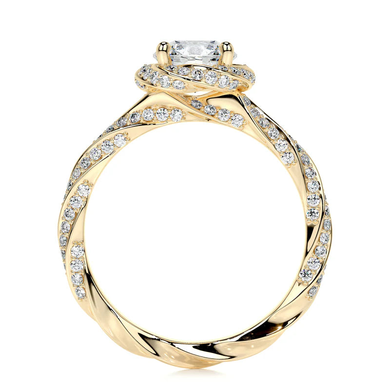 Yellow :: women’s round cut lab diamond halo engagement ring white gold band