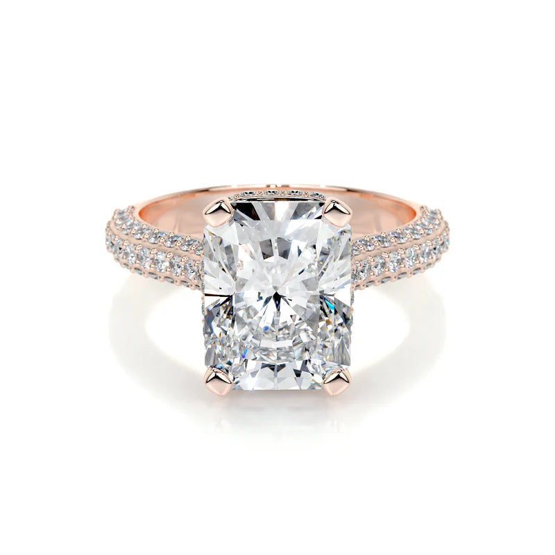 Rose :: luxury radiant cut lab diamond engagement ring hidden halo design