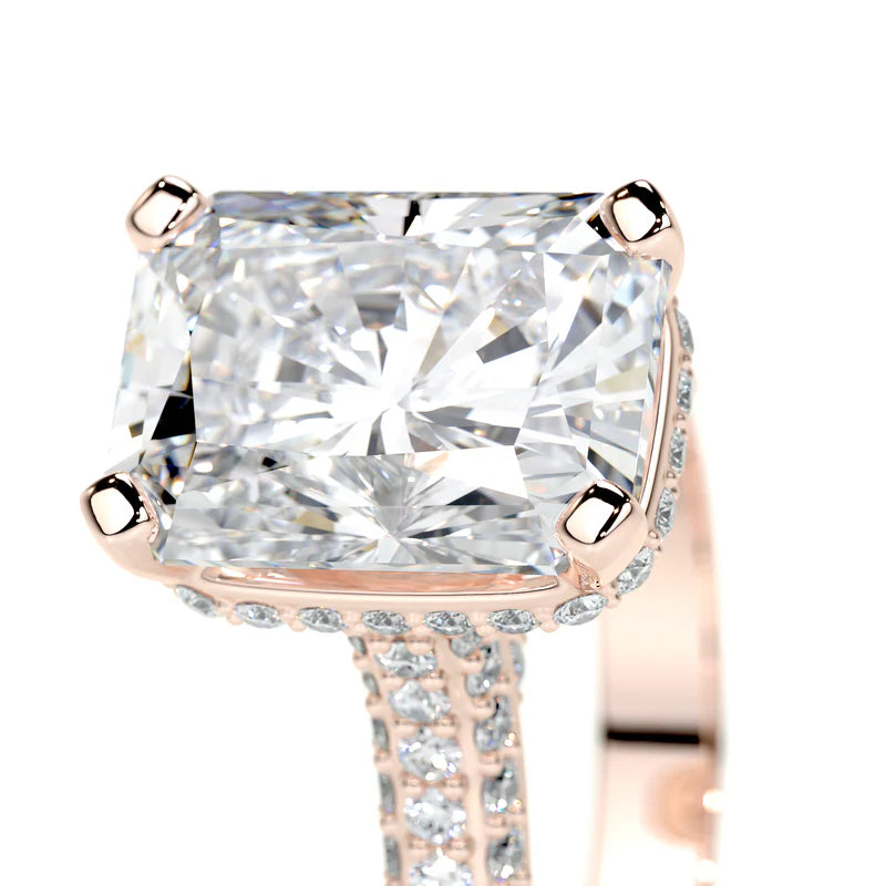 Rose :: premium radiant lab diamond engagement ring IGI certified hidden halo