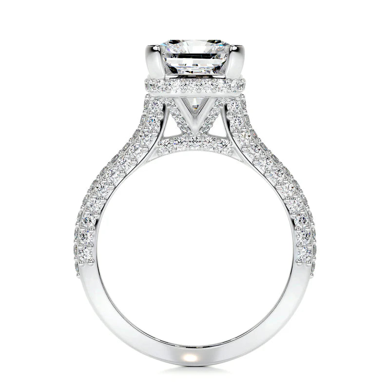 White :: IGI certified radiant lab diamond engagement ring hidden halo luxury ring