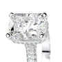 White :: Luxevia radiant cut hidden halo engagement ring lab grown diamond bridal ring