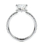 White :: square cushion cut lab grown diamond ring hidden halo white gold engagement ring top view