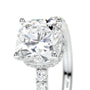 White :: close up square cushion lab grown diamond hidden halo ring white gold micro pave band