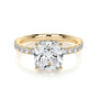 Yellow :: Velentique square cushion hidden halo lab grown diamond engagement ring IGI certified yellow gold