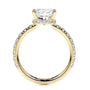 Yellow :: side profile square cushion hidden halo lab grown diamond ring yellow gold setting