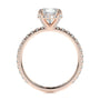 Rose :: side view oval hidden halo lab grown diamond ring rose gold warm tone
