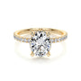 Yellow :: Zoravique oval hidden halo lab grown diamond engagement ring IGI certified yellow gold