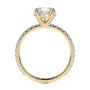 Yellow :: side profile oval hidden halo lab grown diamond ring yellow gold setting