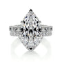 White :: Elixora marquise lab grown diamond three stone engagement ring IGI certified