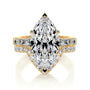 Yellow :: modern marquise cut lab grown diamond three stone engagement ring luxury design