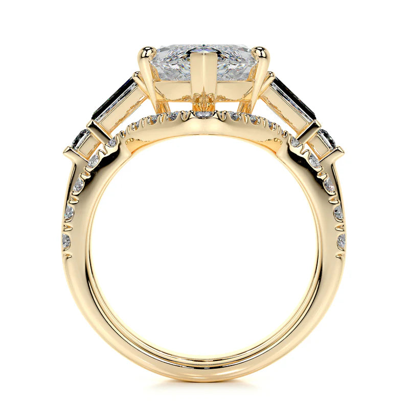 Yellow :: fine jewelry marquise cut three stone lab grown diamond ring women engagement