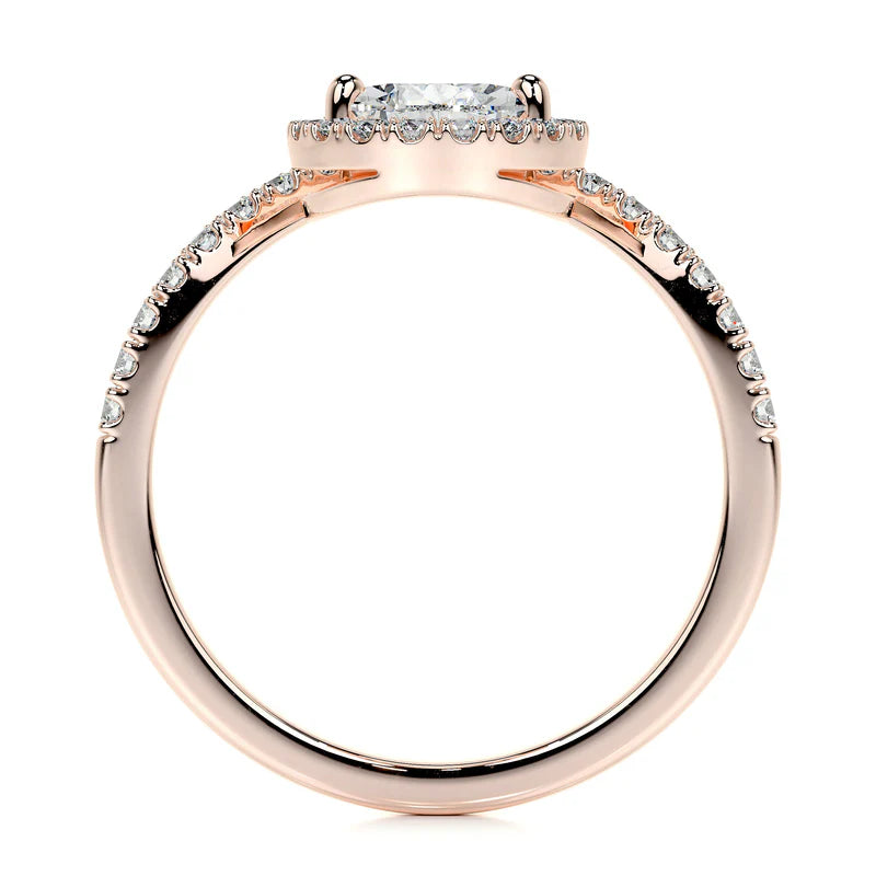 Rose :: pear lab grown diamond engagement ring with halo setting brilliance