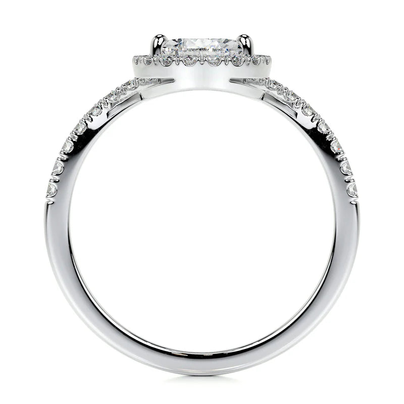 White :: IGI certified pear lab diamond halo engagement ring elegant fine jewelry