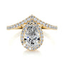 Yellow :: premium pear lab diamond halo engagement ring IGI certified ring