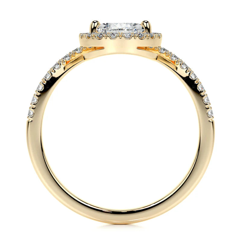 Yellow :: handcrafted pear halo lab diamond engagement ring luxury fine jewelry