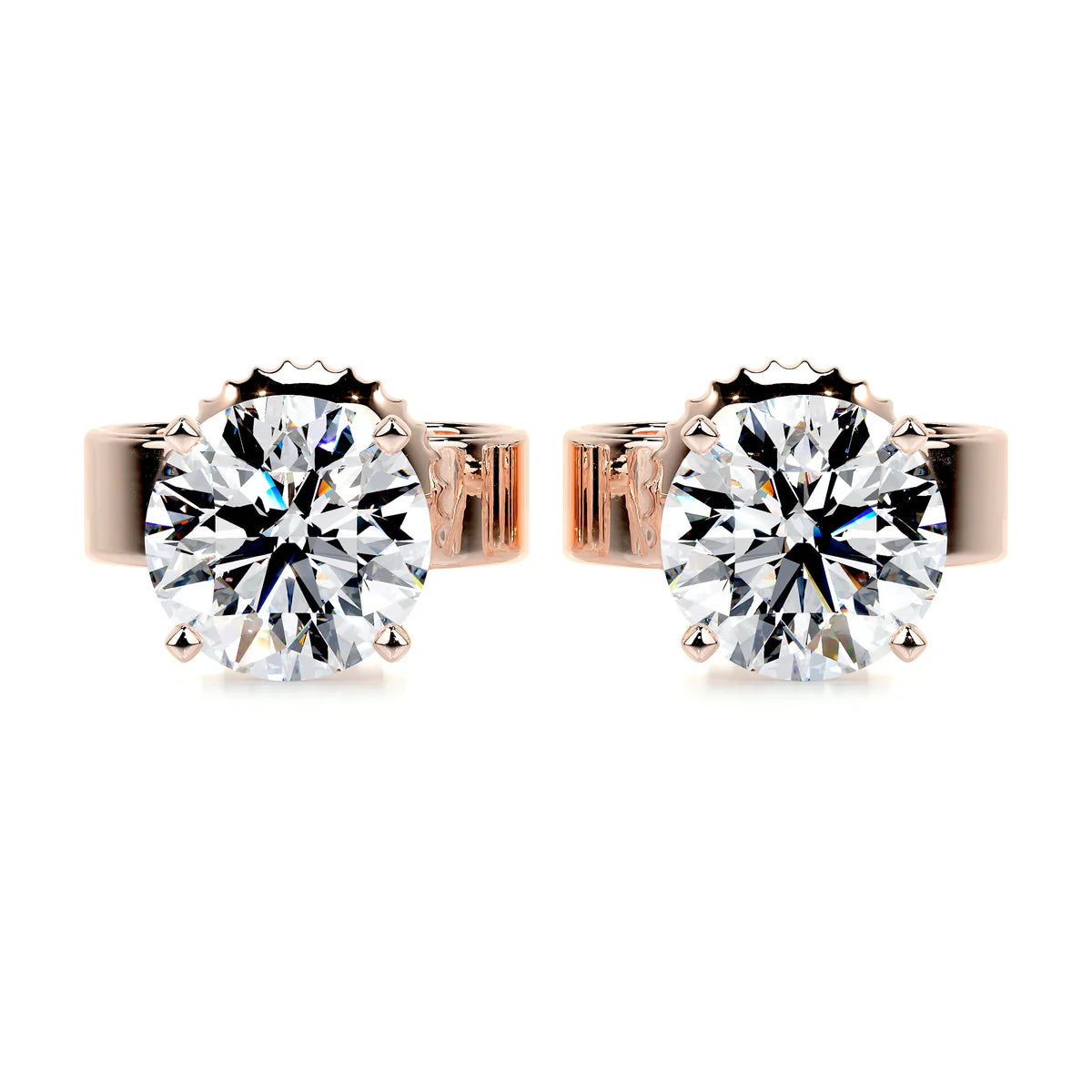 Rose :: modern round lab grown diamond studs white gold minimalist solitaire fine jewelry