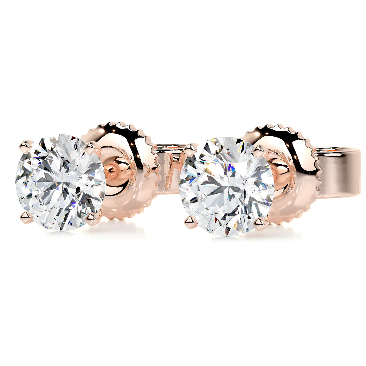 Rose :: high brilliance round cut lab grown diamond stud earrings white gold timeless elegant jewelry