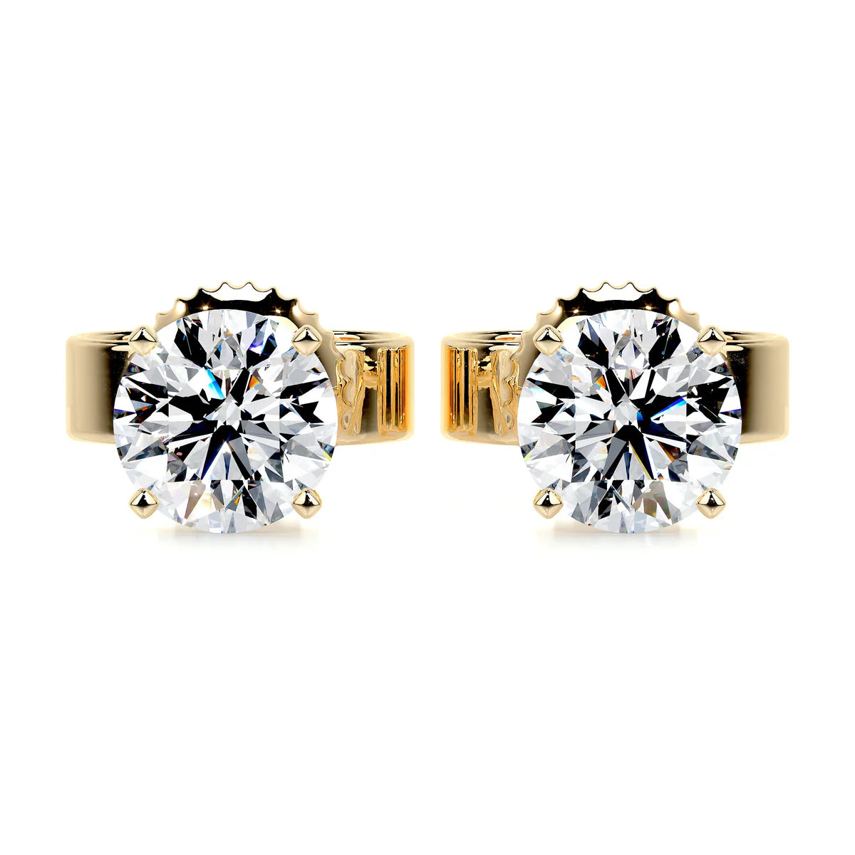 Yellow :: premium round cut lab grown diamond studs white gold elegant solitaire fine jewelry for women