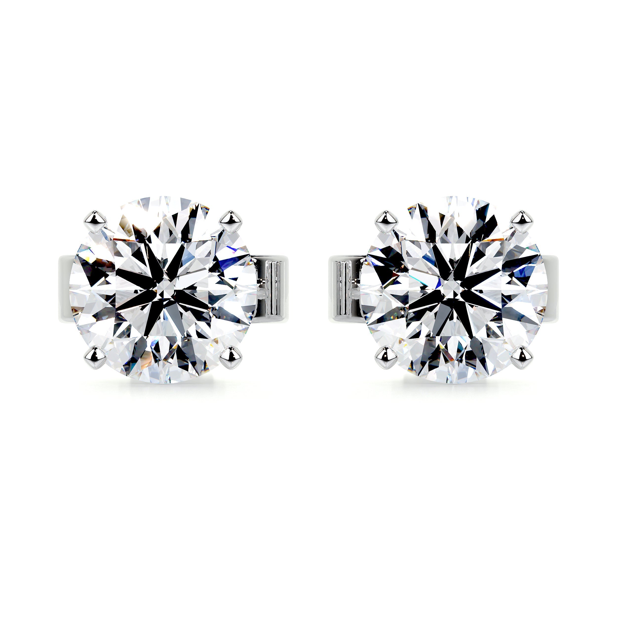 White :: round cut lab grown diamond stud earrings classic solitaire design white gold timeless fine jewelry for women