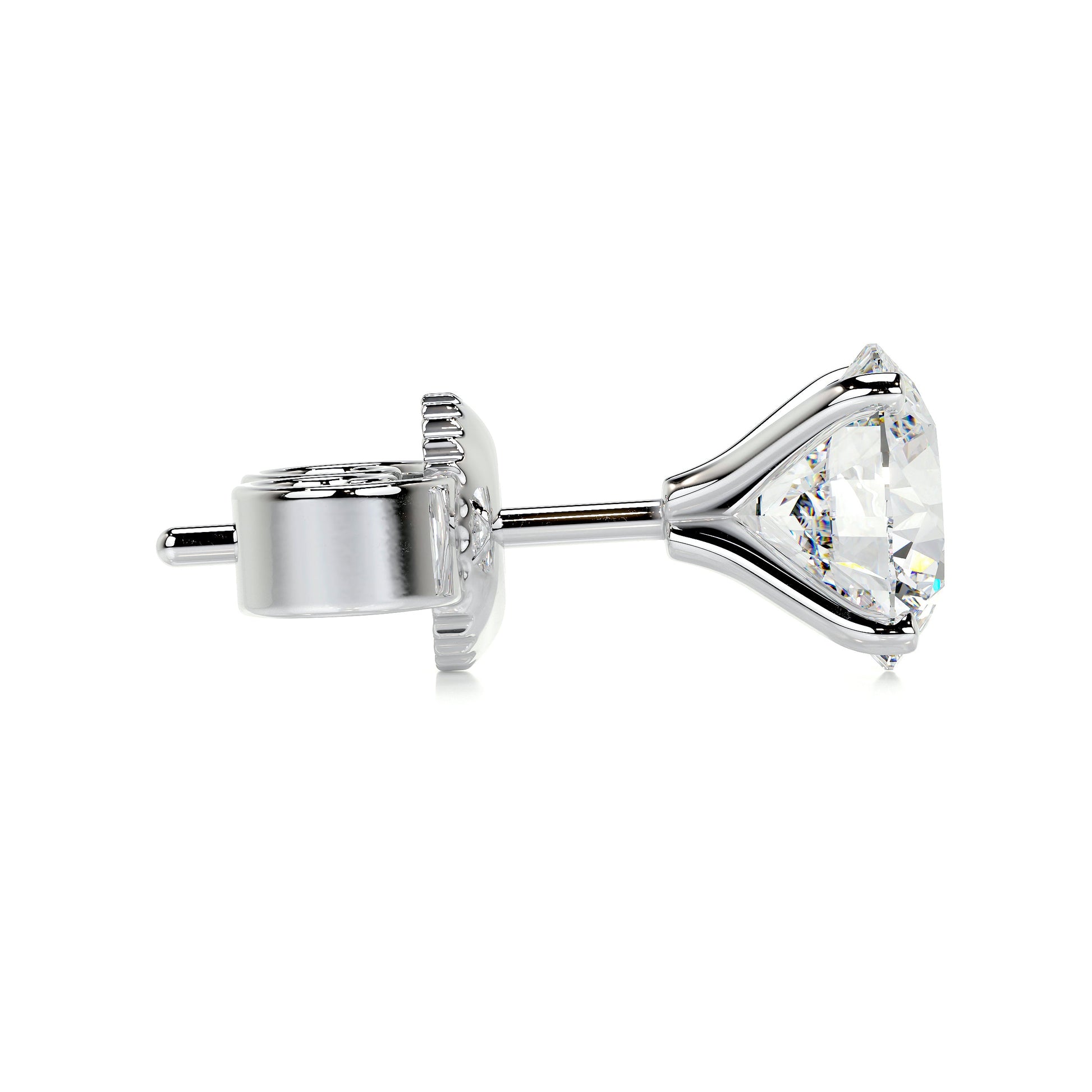 White :: timeless round diamond stud earrings lab grown solitaire white gold essential everyday jewelry
