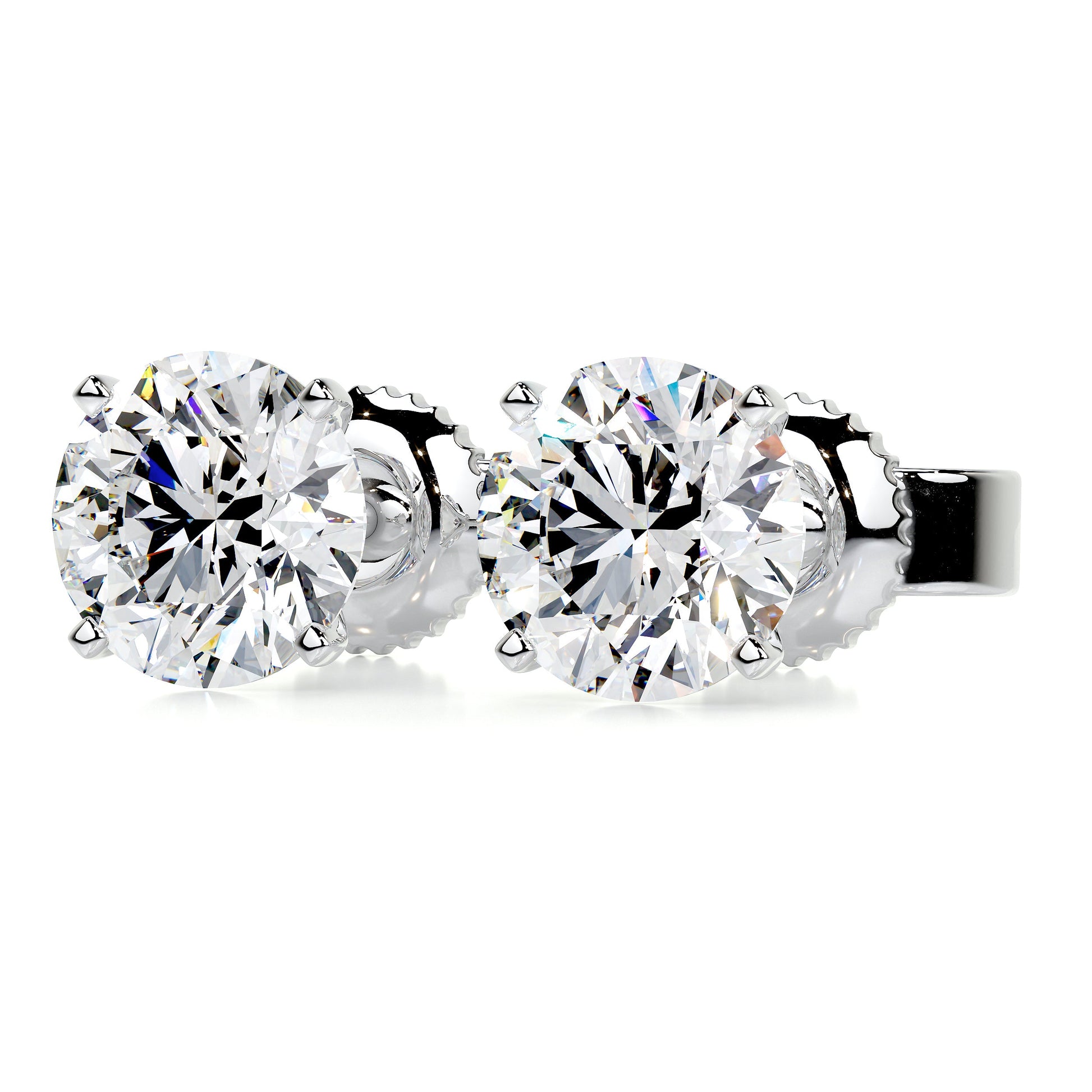 White :: elegant round cut lab grown diamond stud earrings white gold refined minimal fine jewelry