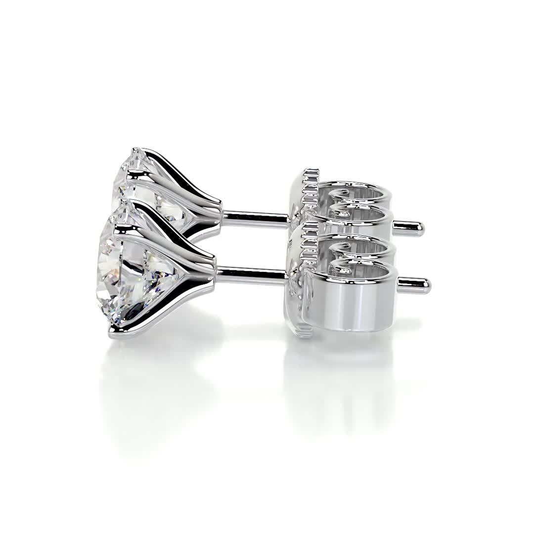 White :: minimalist round lab grown diamond stud earrings white gold clean classic design fine jewelry