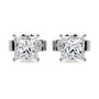 White :: princess cut lab grown diamond stud earrings square solitaire design white gold modern fine jewelry for women