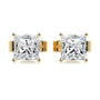 Yellow :: elegant princess cut lab grown diamond studs white gold sharp edge square design fine jewelry