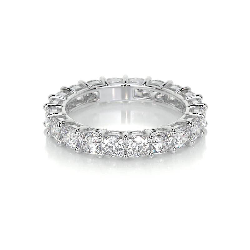 White :: Vamorae cushion lab grown diamond eternity ring IGI certified full eternity band