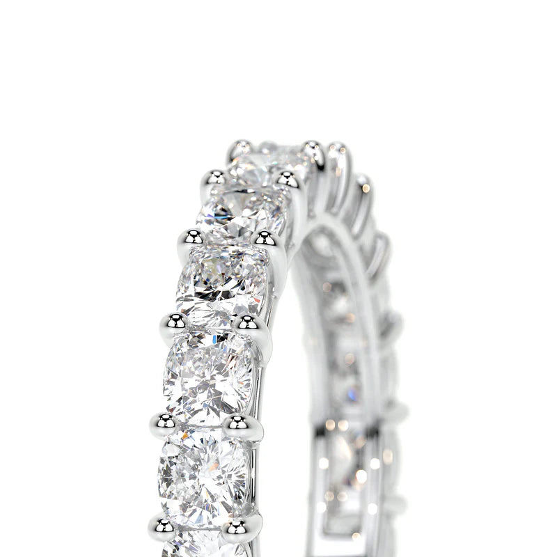 White :: full eternity cushion lab grown diamond ring minimalist stacking band