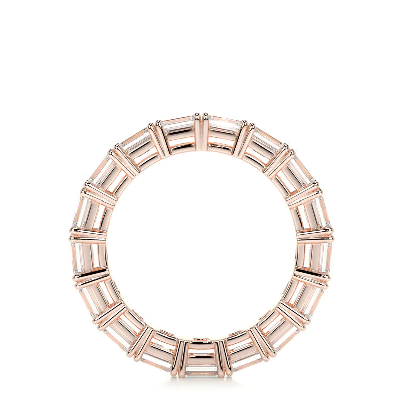 Rose :: continuous emerald cut lab diamond eternity band fine jewelry wedding ring