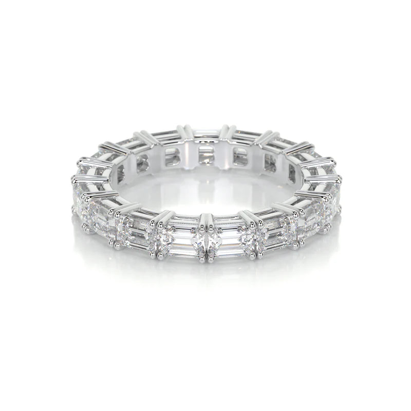 White :: Quenara emerald cut lab grown diamond eternity ring IGI certified full eternity band